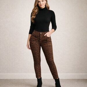 Gibson Latimer Brown Black Leopard Print Skinny Jeans Size 10 Stretch